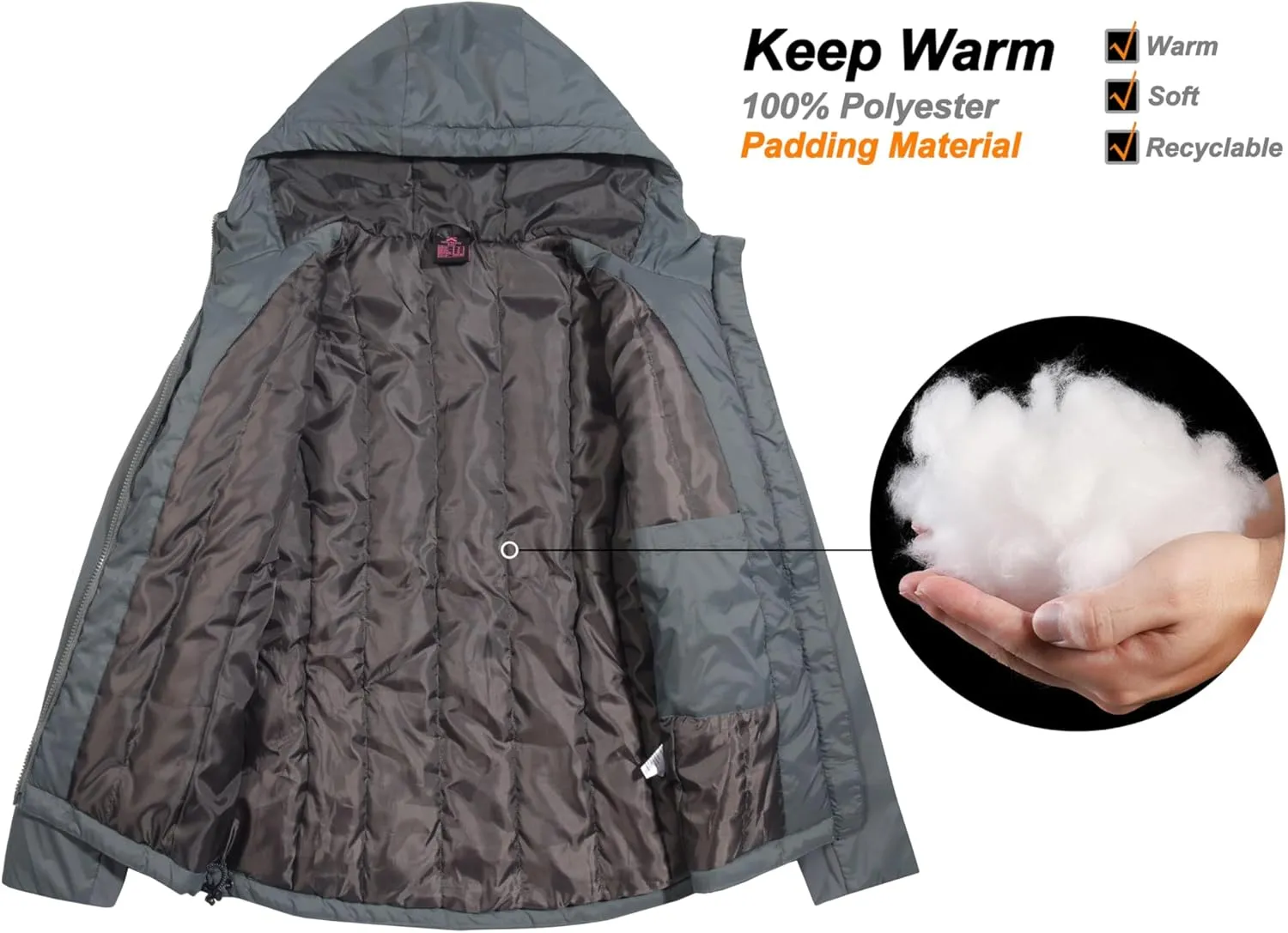 Little Donkey Andy Women's Puffer Jacket Lightweight Windproof Warm for Hiking Travel Ski with Recycled Insulation