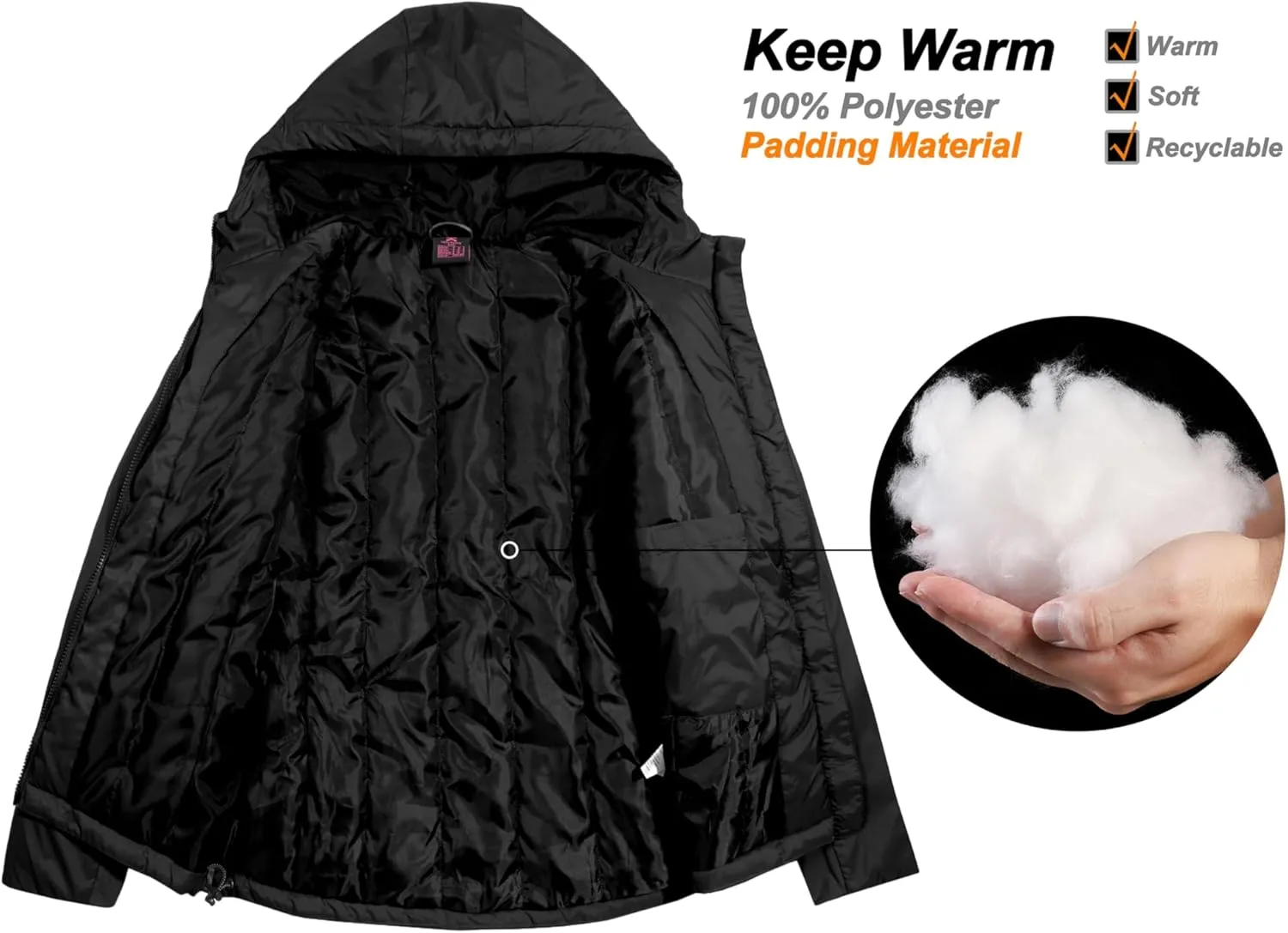 Little Donkey Andy Women's Puffer Jacket Lightweight Windproof Warm for Hiking Travel Ski with Recycled Insulation