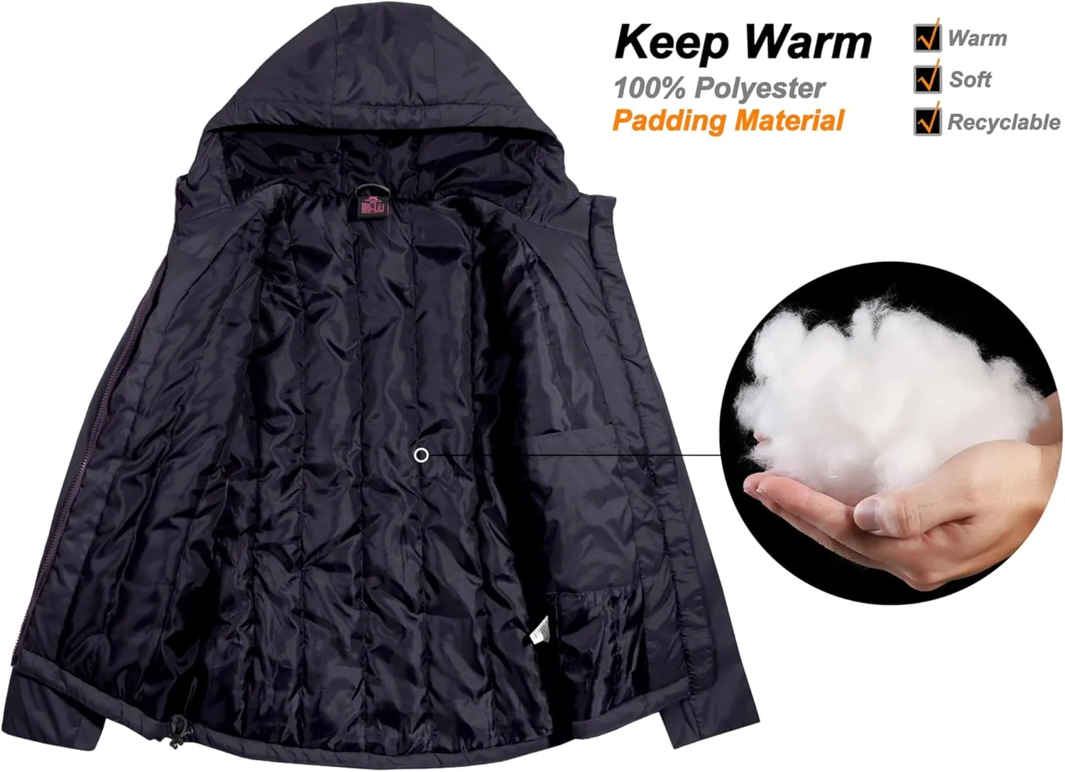 Little Donkey Andy Women's Puffer Jacket Lightweight Windproof Warm for Hiking Travel Ski with Recycled Insulation