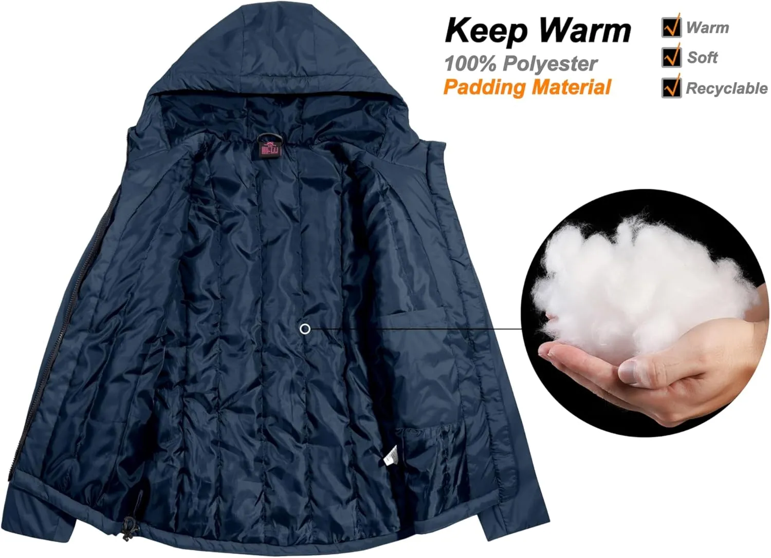 Little Donkey Andy Women's Puffer Jacket Lightweight Windproof Warm for Hiking Travel Ski with Recycled Insulation