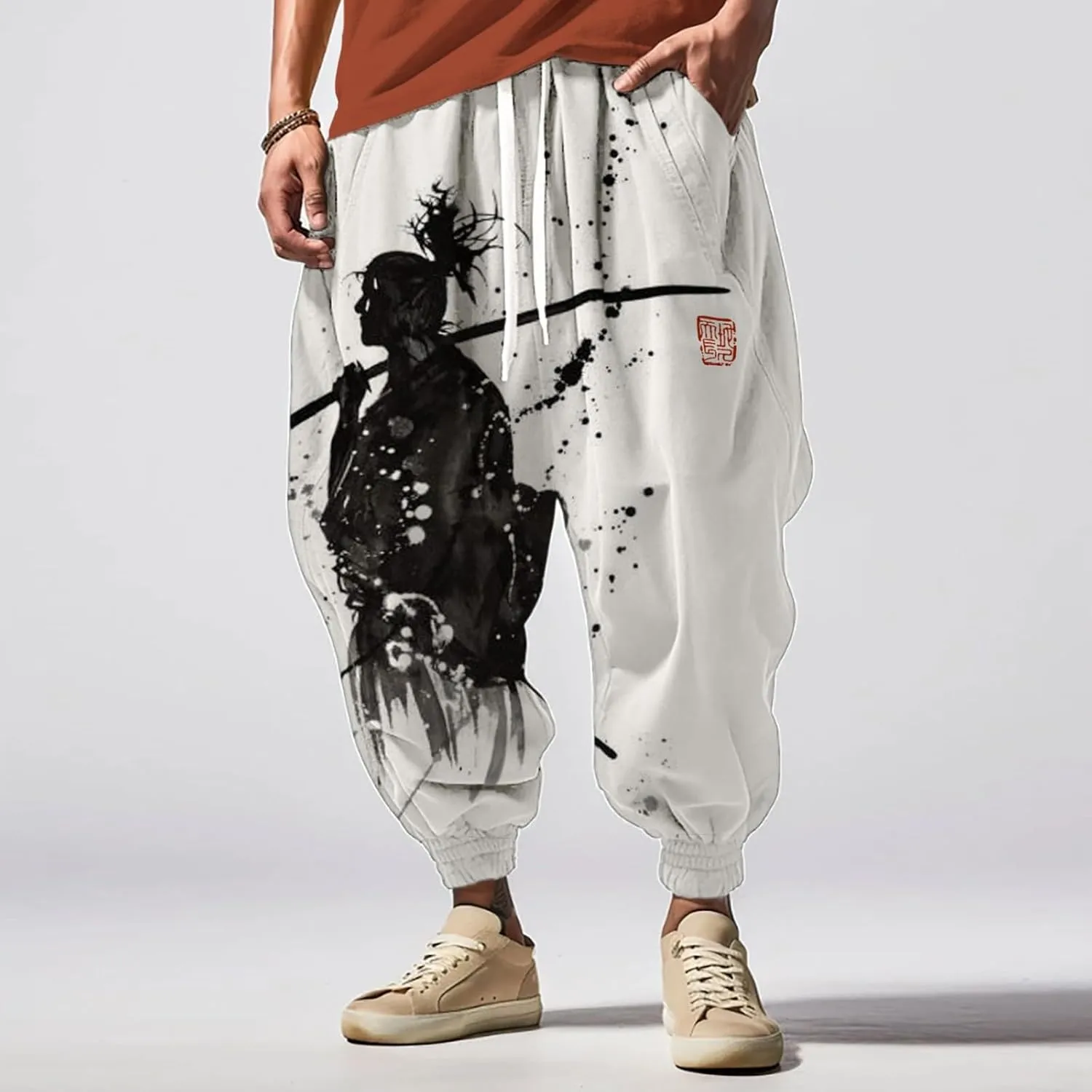 Loose Drop Crotch Trousers Street Feel Casual Sweatpants Mens Lightweight Sweatpants Parachute Pants Yoga Pants for