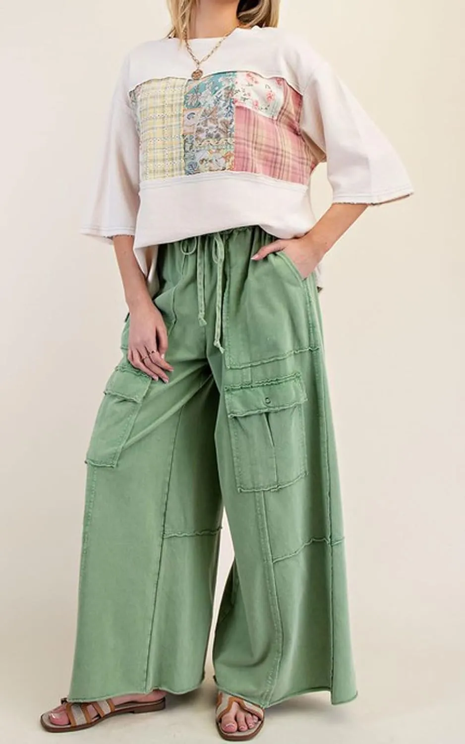 loveimgs Women 2025 Baggy High Waisted Wide Leg Cargo Pants Pockets Y2k Utility Pants Palazzo Sweatpants Slacks Trousers
