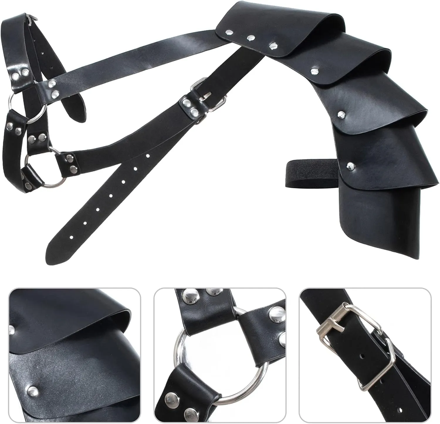 Medieval Knight PU Leather Corset Belt Shawl Men Renaissance Half Shoulder Cape Scarf Buckle Bracers Retro Accessories