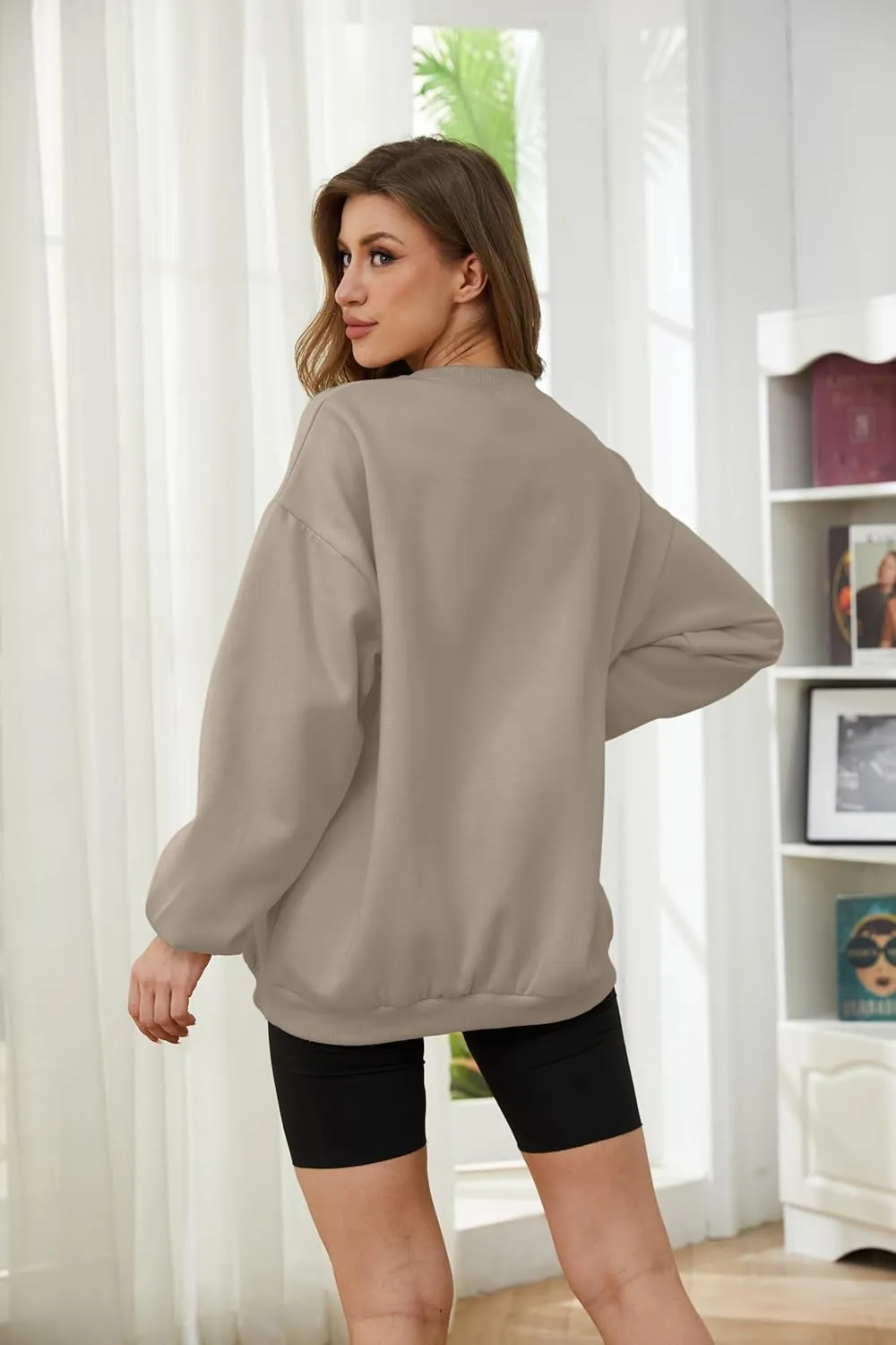 Meladyan Halloween Skull Graphic Print Fleece Oversized Sweatshirt Crewneck Long Sleeve Drop Shoulder Pullover