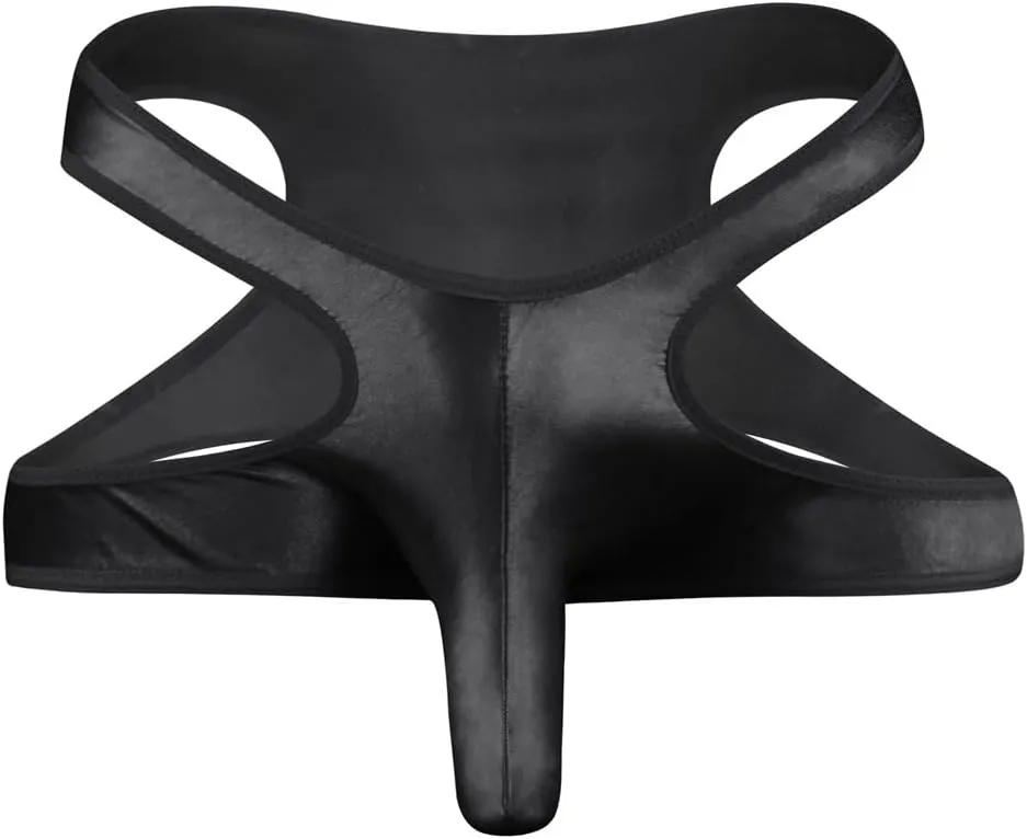 Men's Elephant Erotic Underwear Imitation Leather Underpants Hip Exposed Flat Angle Briefs