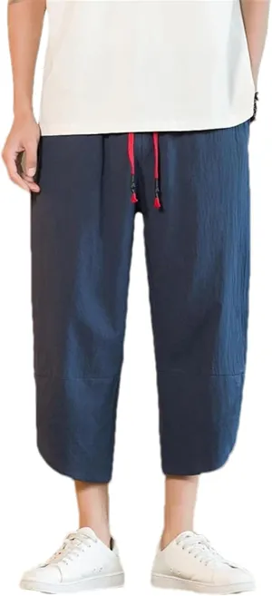 Mens Harem Pants Streetwear Calf-Length Cross Pants Male Vintage Casual Style Jogging Trousers Men Cotton Pants