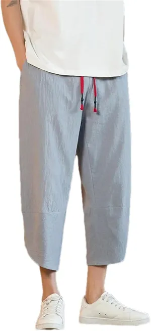 Mens Harem Pants Streetwear Calf-Length Cross Pants Male Vintage Casual Style Jogging Trousers Men Cotton Pants