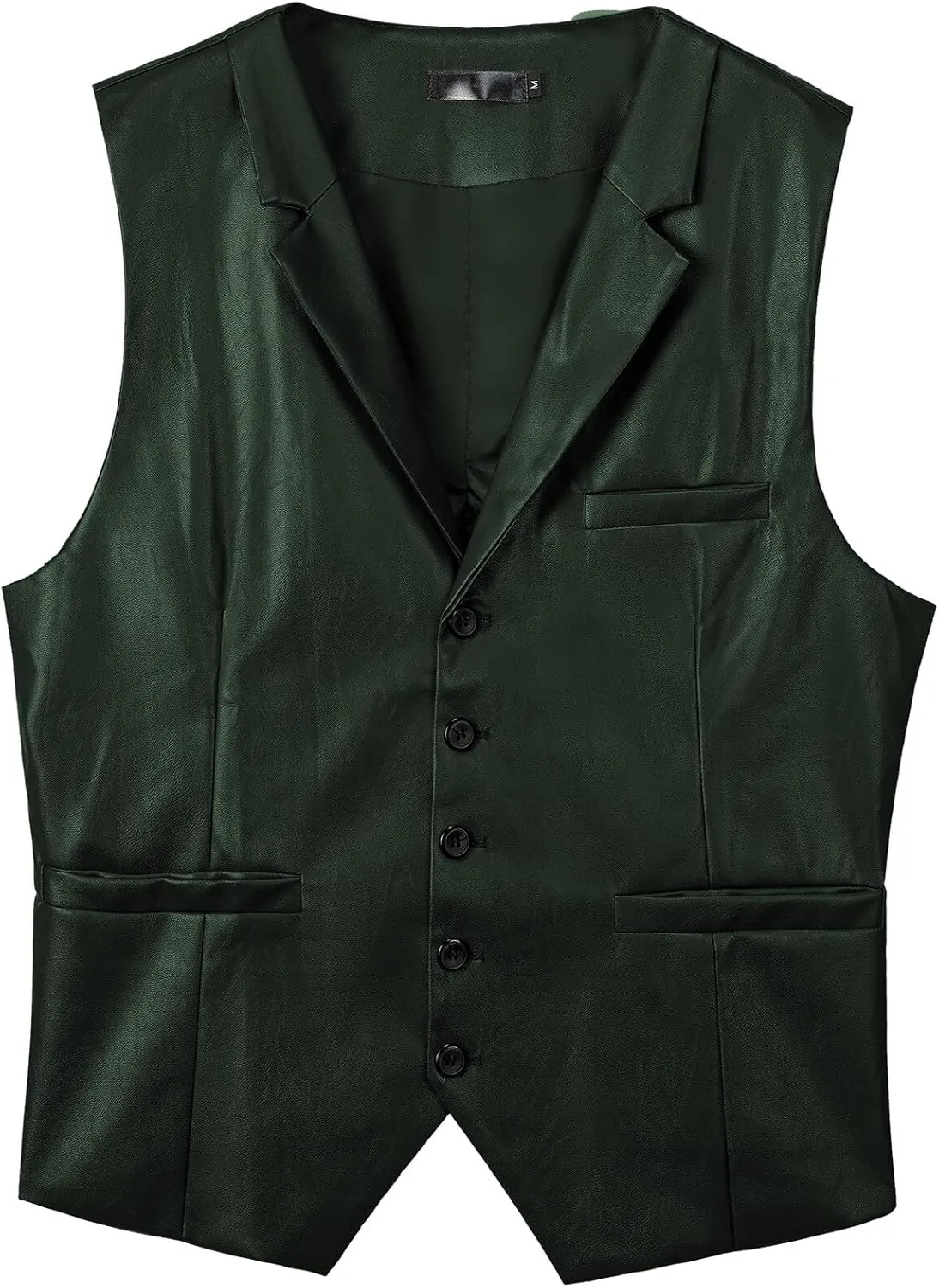Men's Leather Suit Vest Casual Slim Fit Western Vest Jacket V-Neck Dress Vest Waistcoats
