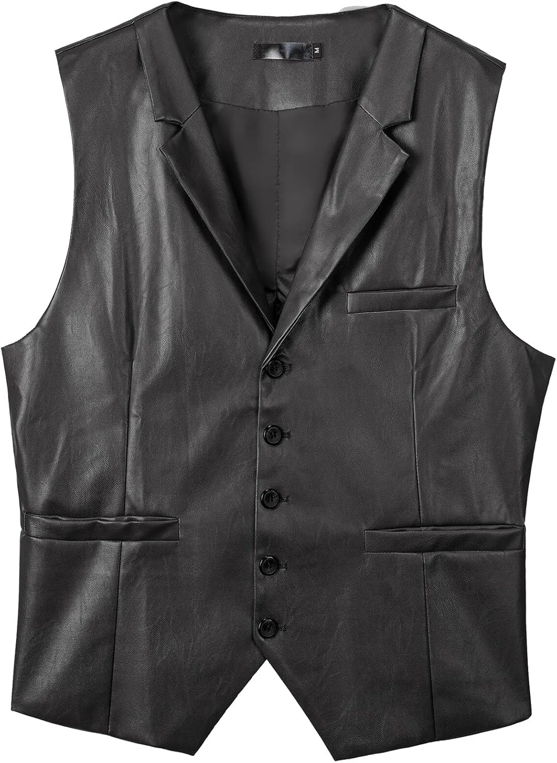 Men's Leather Suit Vest Casual Slim Fit Western Vest Jacket V-Neck Dress Vest Waistcoats