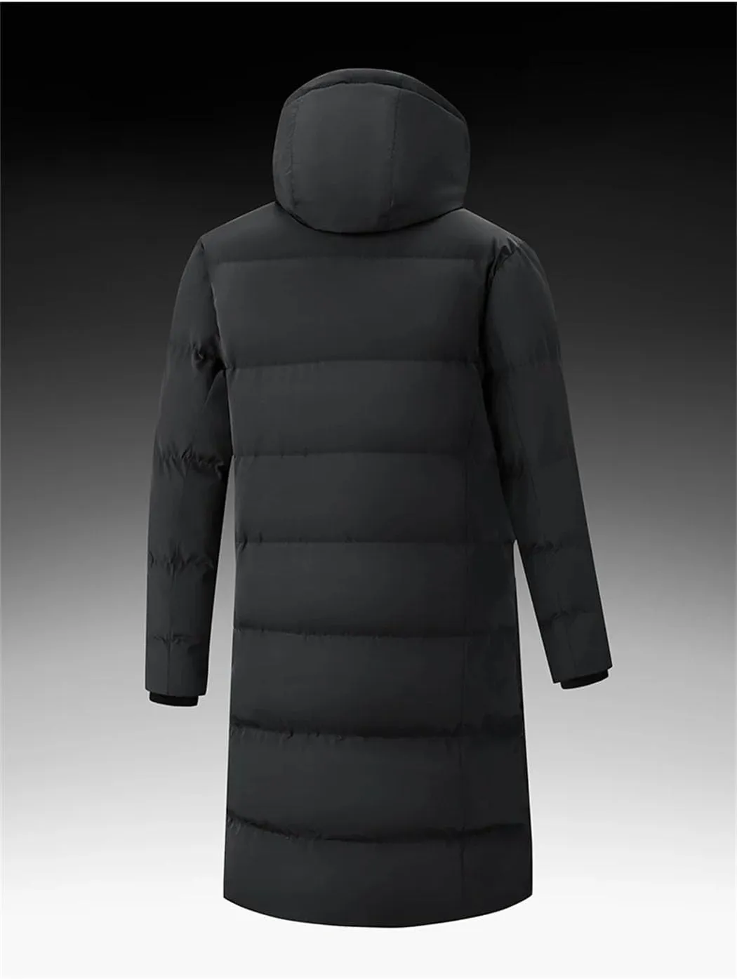 Men's Long Winter Jacket Solid Color Warm Detachable Hooded Parkas Snow Clothes Thick Down Cotton Padded Coat
