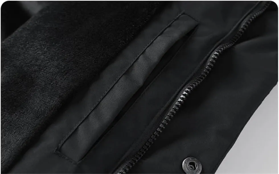 Men's Long Winter Jacket Solid Color Warm Detachable Hooded Parkas Snow Clothes Thick Down Cotton Padded Coat