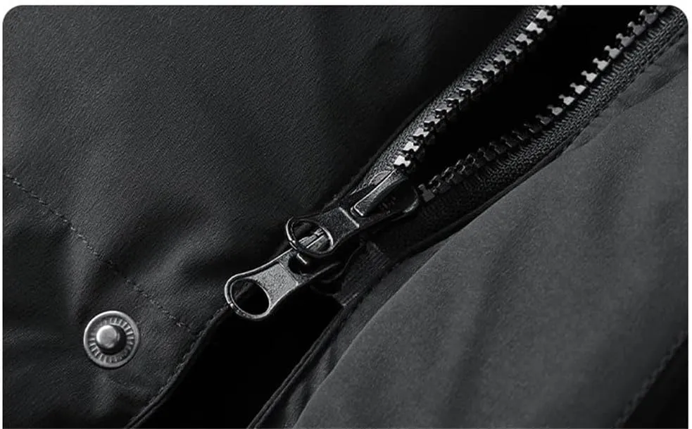 Men's Long Winter Jacket Solid Color Warm Detachable Hooded Parkas Snow Clothes Thick Down Cotton Padded Coat