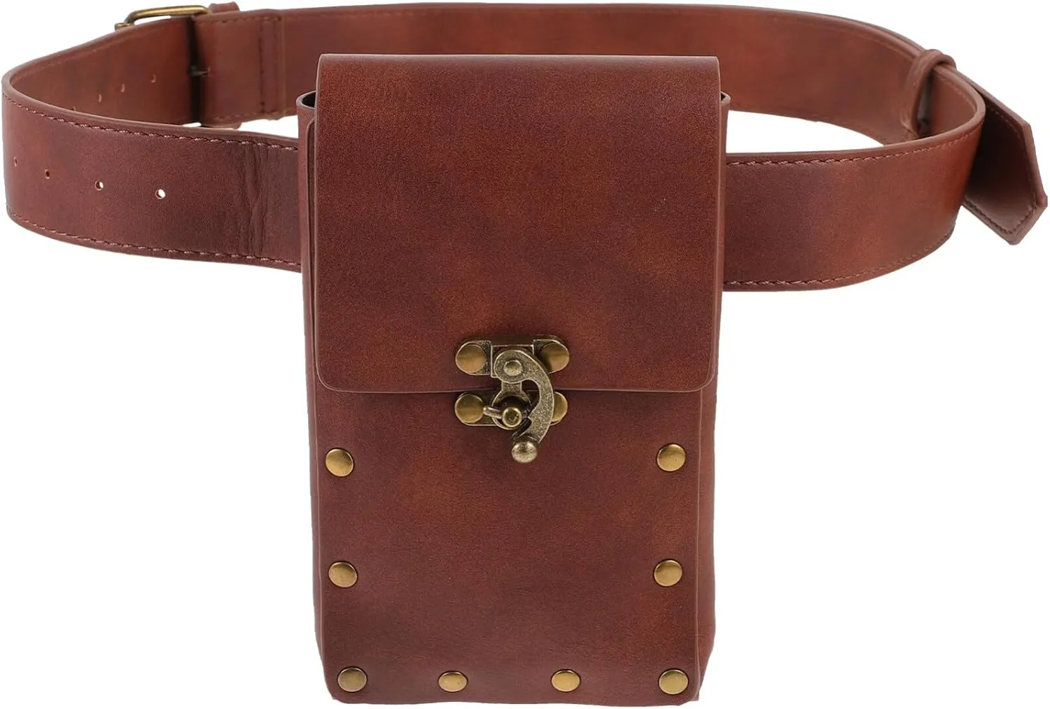 Milisten Punk Belt Bag Waist Bag Gothic Fanny Pack Belt Pouch Phone Purse Renaissance Costume Retro Cosplay Accessory Brown