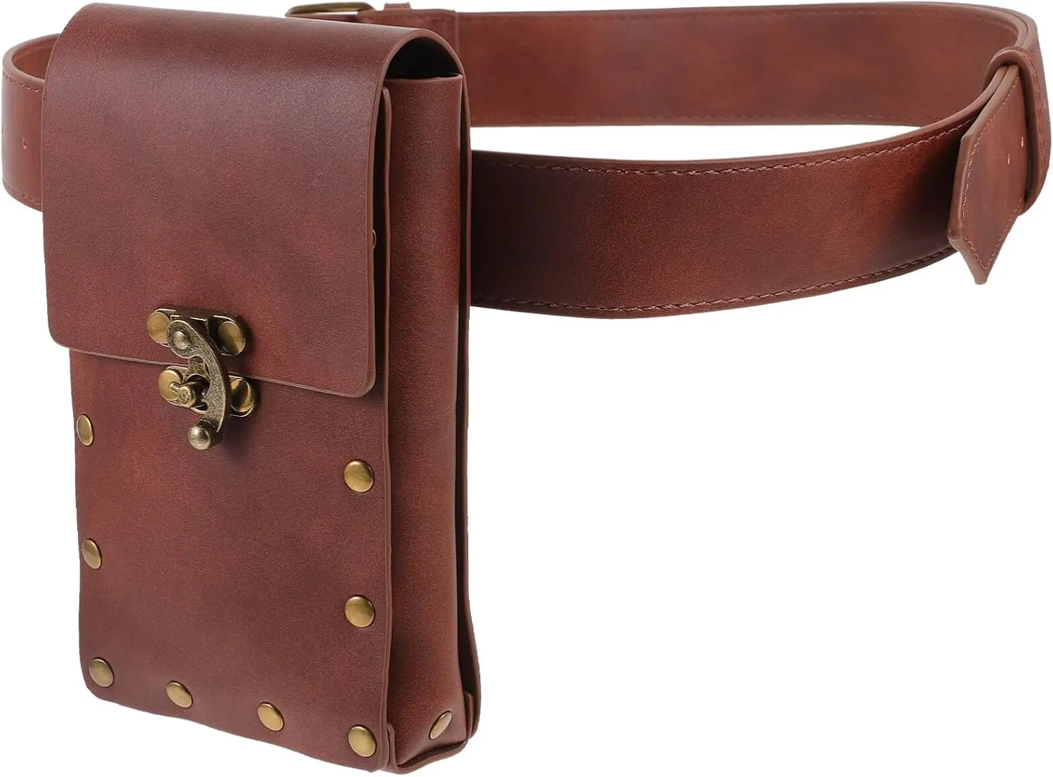 Milisten Punk Belt Bag Waist Bag Gothic Fanny Pack Belt Pouch Phone Purse Renaissance Costume Retro Cosplay Accessory Brown