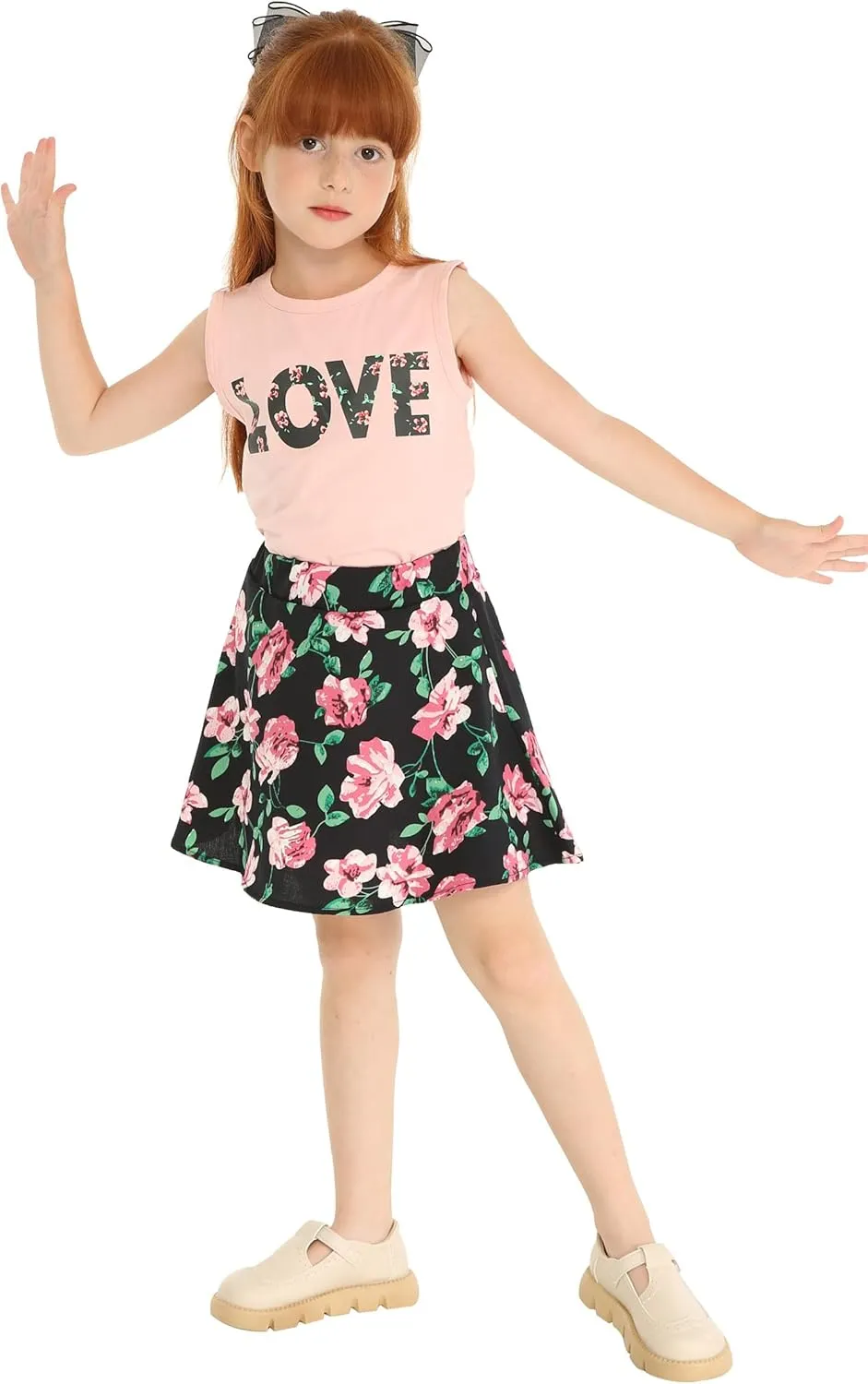 Mud Kingdom Girls Skirt Set Sleeveless Cute Floral Summer Casual