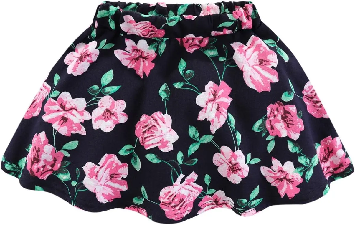Mud Kingdom Girls Skirt Set Sleeveless Cute Floral Summer Casual