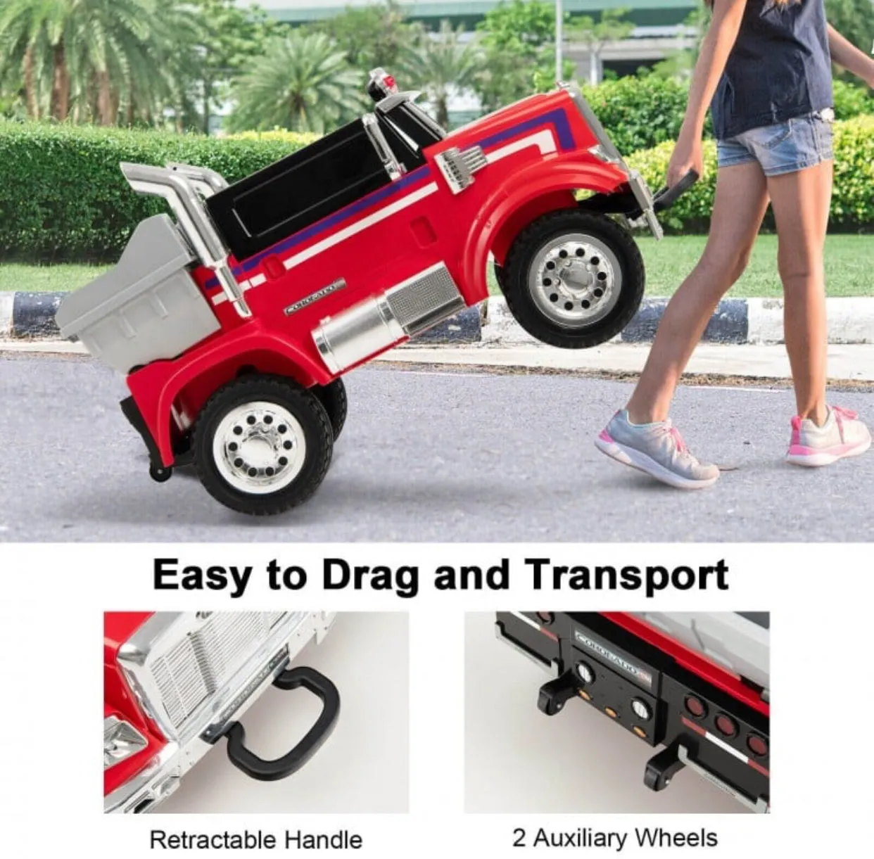 New 2025 Freightliner 12V Kids Ride on Truck / Car Upgraded 1 Seater | With Dump Box | Lights | Storage | Push To Start | Remote