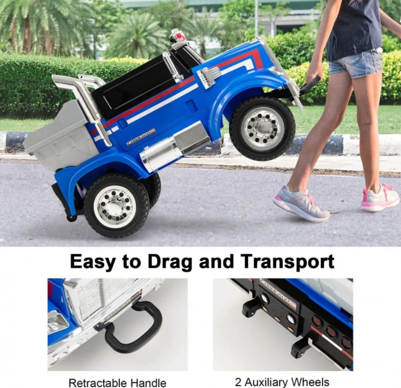 New 2025 Freightliner 12V Kids Ride on Truck / Car Upgraded 1 Seater | With Dump Box | Lights | Storage | Push To Start | Remote