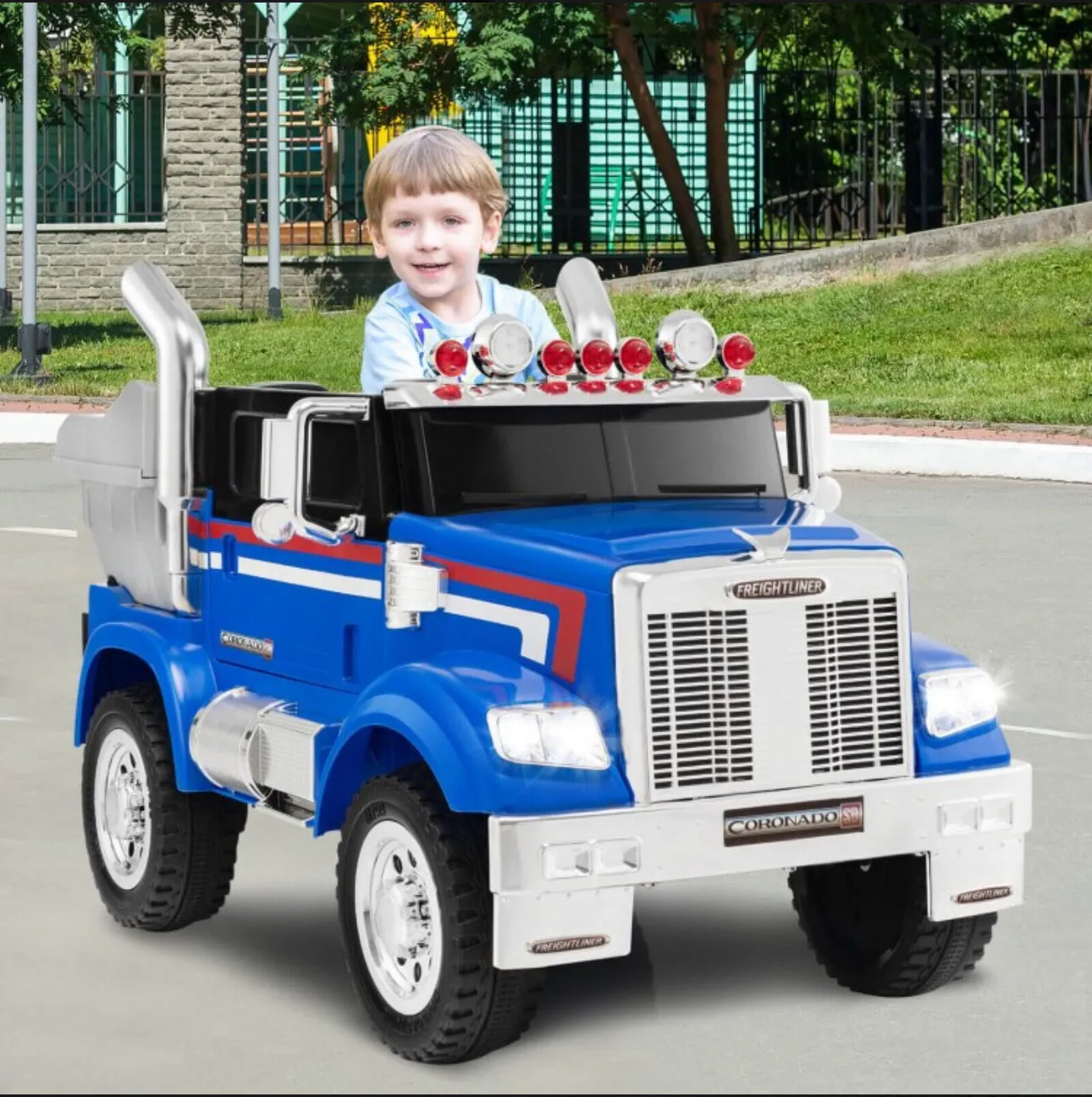 New 2025 Freightliner 12V Kids Ride on Truck / Car Upgraded 1 Seater | With Dump Box | Lights | Storage | Push To Start | Remote