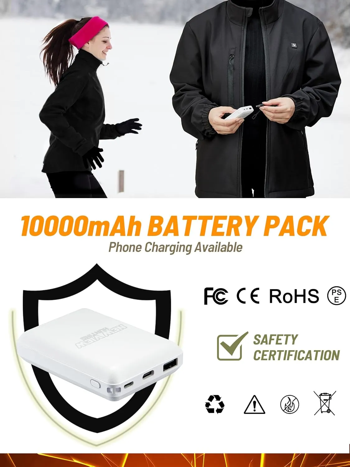 NEW VIEW Women Heated Jacket with 10000mAh Battery Pack,Electric Heated Coat Rechargeable for Winter Outdoors,Hunting,Fishing