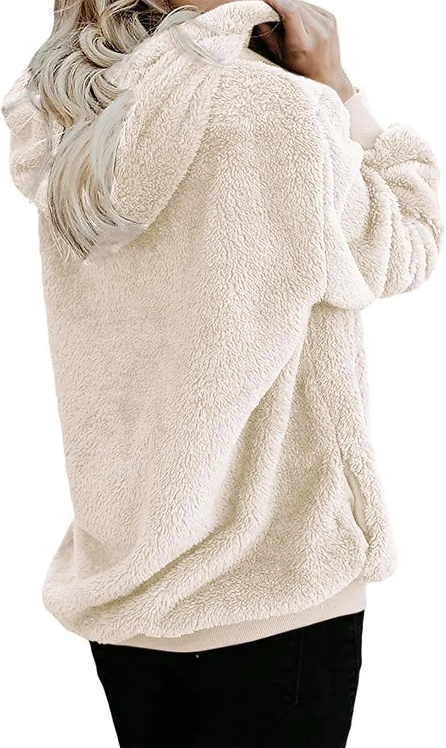 Nirovien Womens Sherpa Jacket Fuzzy Zip Up Hoodie Oversized Fleece Jackets Fluffy Coat with Pockets