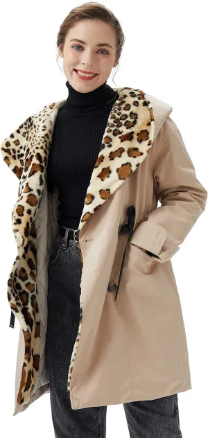 Orolay Women's Thickened Trench Coat Lapel Winter Jacket with Hood