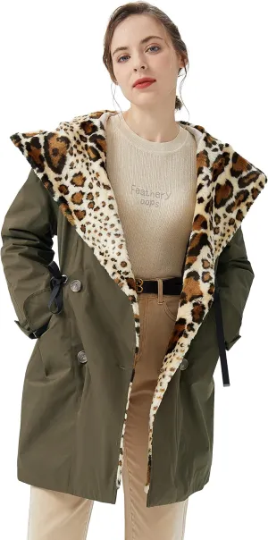 Orolay Women's Thickened Trench Coat Lapel Winter Jacket with Hood
