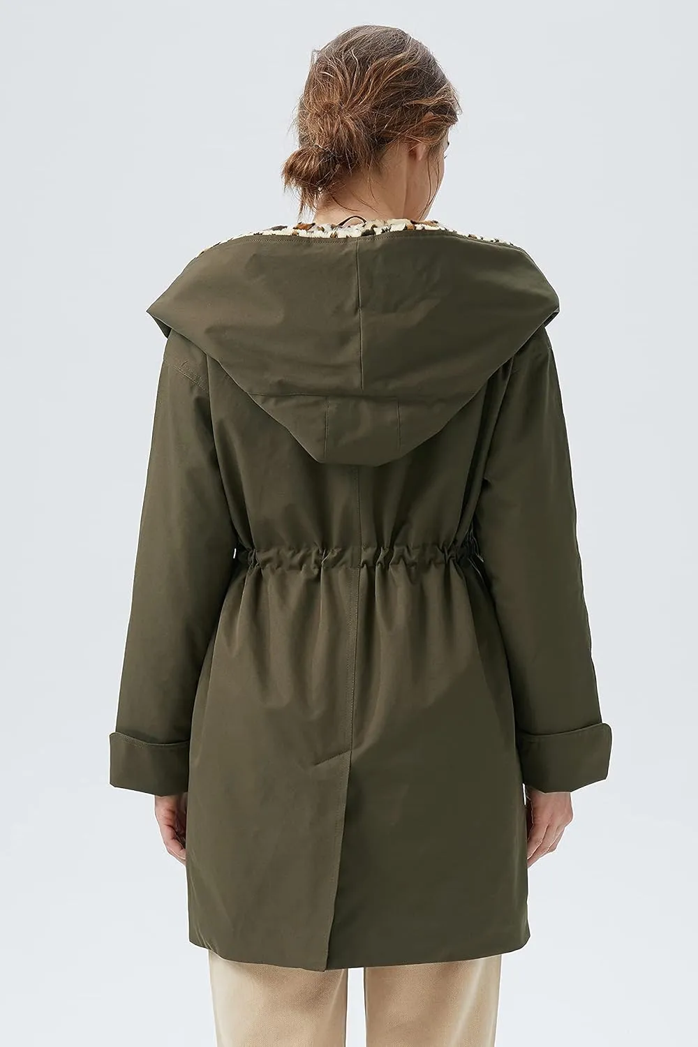 Orolay Women's Thickened Trench Coat Lapel Winter Jacket with Hood