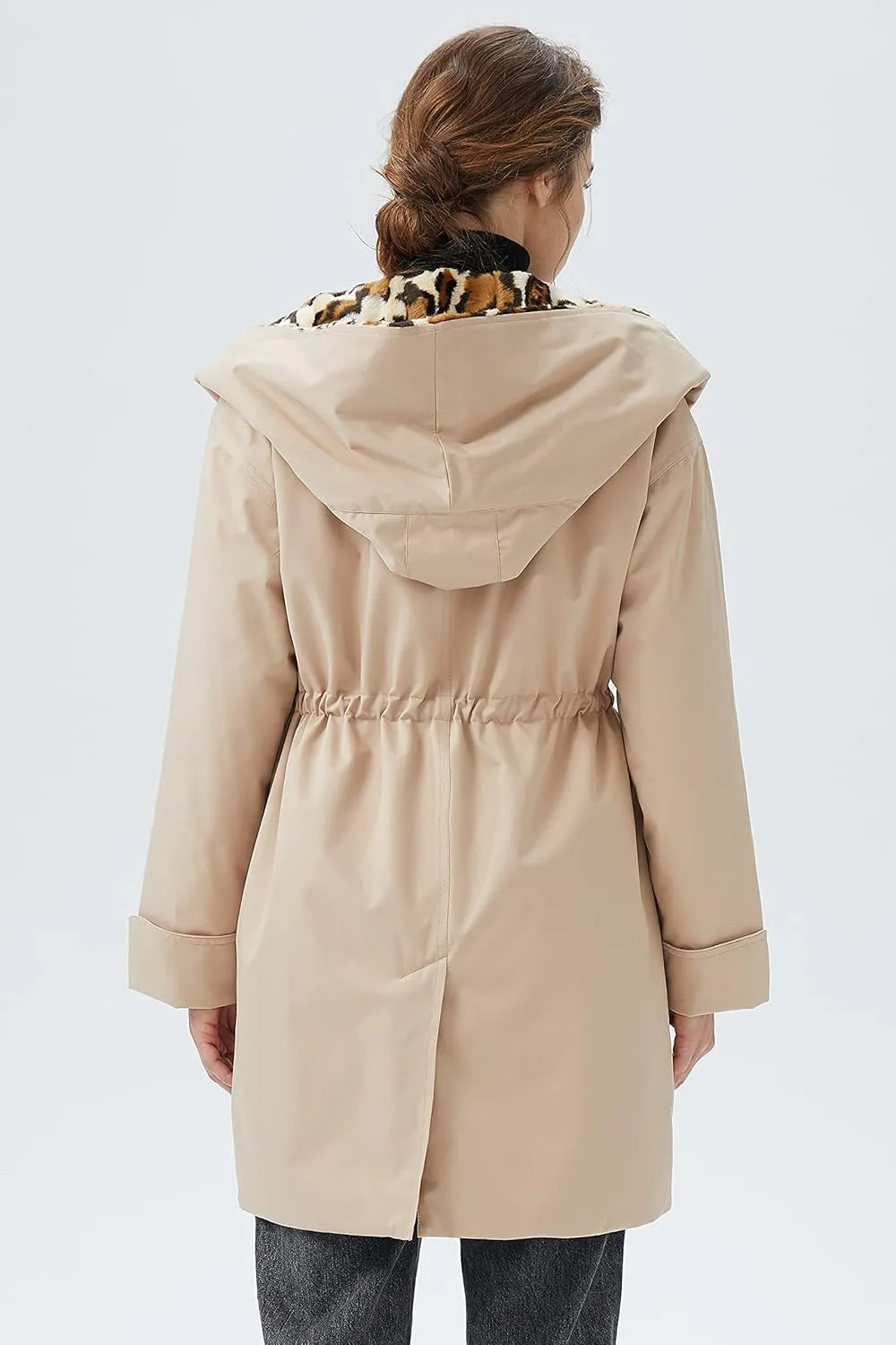 Orolay Women's Thickened Trench Coat Lapel Winter Jacket with Hood