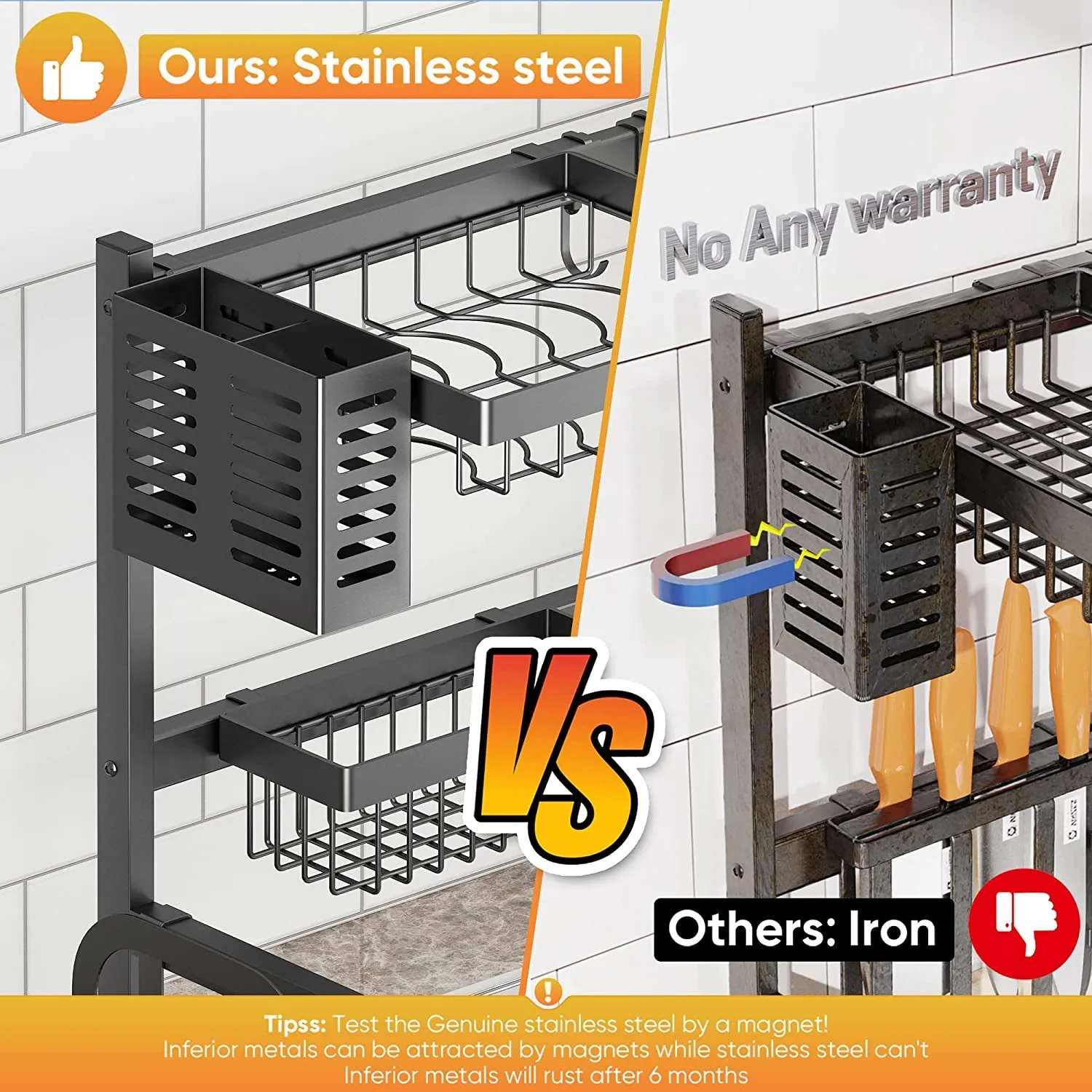 over Sink Dish Drying Rack (26"-38"), Adjustable Large Dish Drainer for Storage Kitchen Counter Organization,