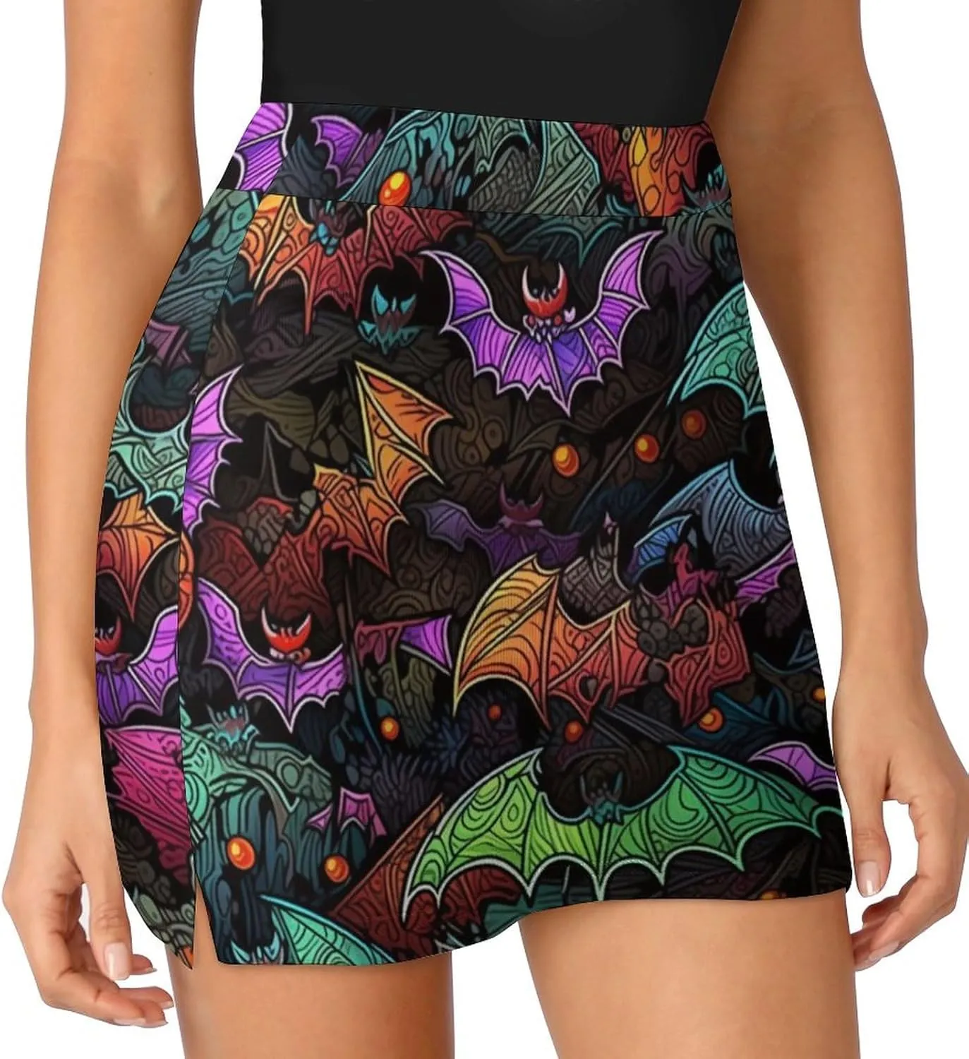 Owl Pattern Mini Pleated Skirts for Women Sexy Mini Skirt Short Cargo Skirt Skater A-line Pleated Skirt