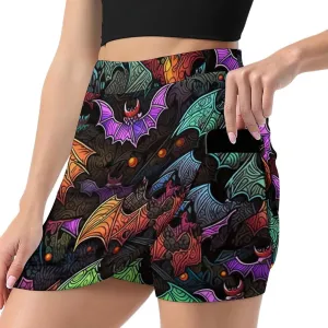Owl Pattern Mini Pleated Skirts for Women Sexy Mini Skirt Short Cargo Skirt Skater A-line Pleated Skirt