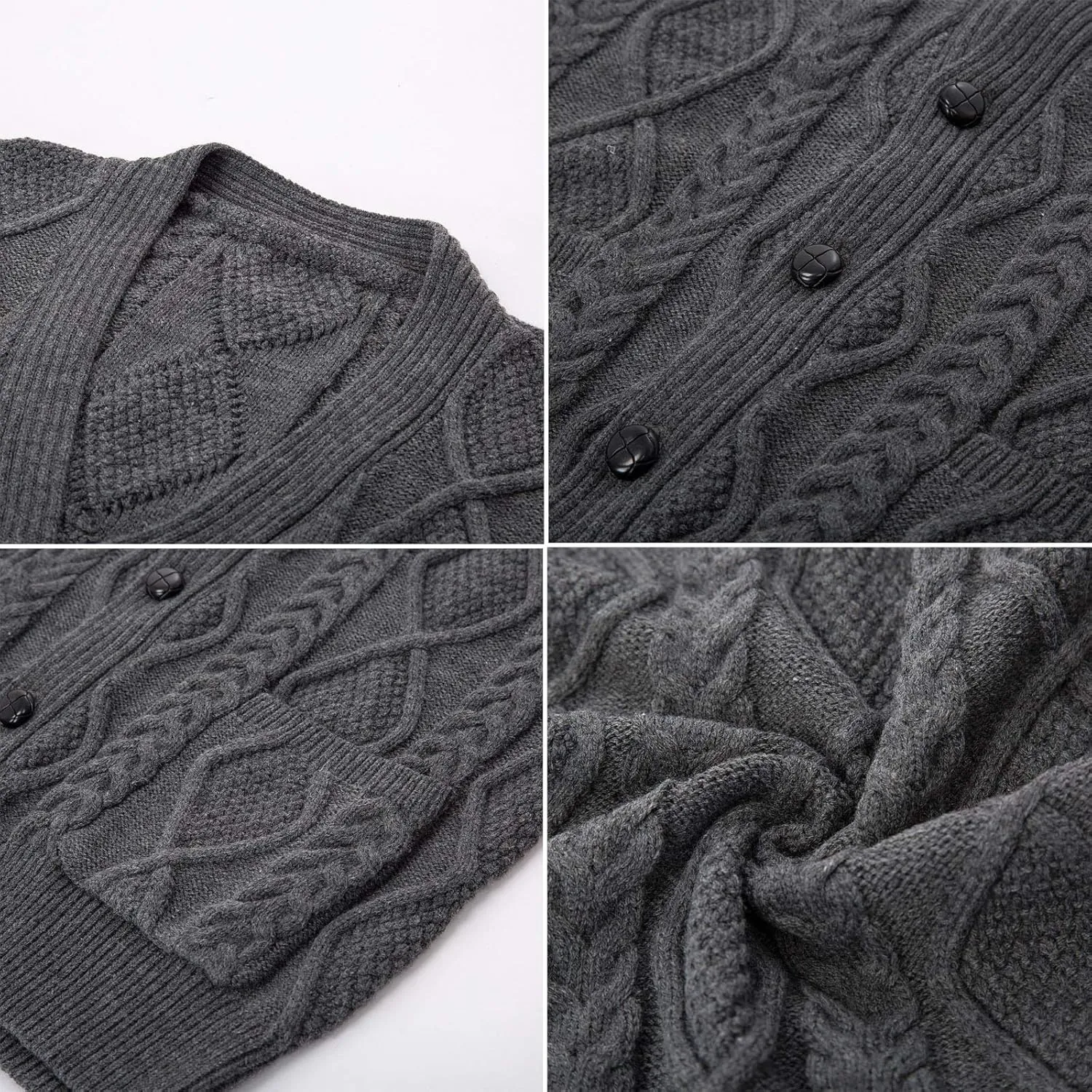 PJ PAUL JONES Men's Sweater Vest V-Neck Sleeveless Cable Knitted Cardigan Vest