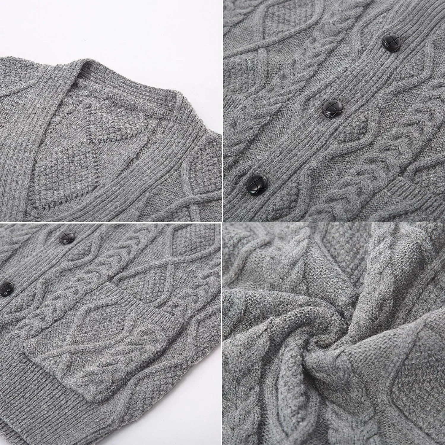 PJ PAUL JONES Men's Sweater Vest V-Neck Sleeveless Cable Knitted Cardigan Vest