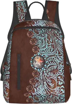 Primitive Cowboy Western Country Brown Star Rustic backpack bookbag laptop shoulder bag travel work backpacks multipurpose daypack for men women