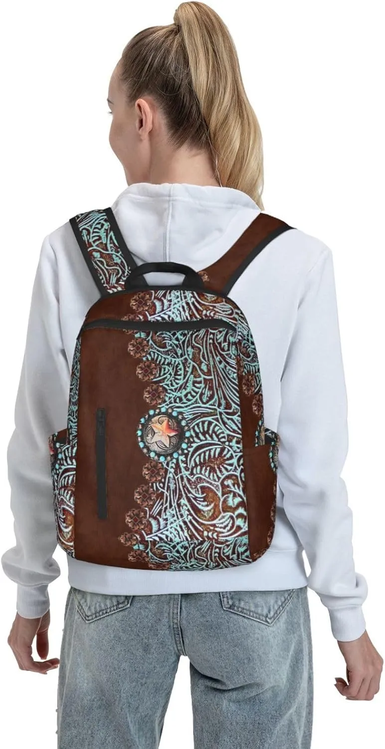 Primitive Cowboy Western Country Brown Star Rustic backpack bookbag laptop shoulder bag travel work backpacks multipurpose daypack for men women