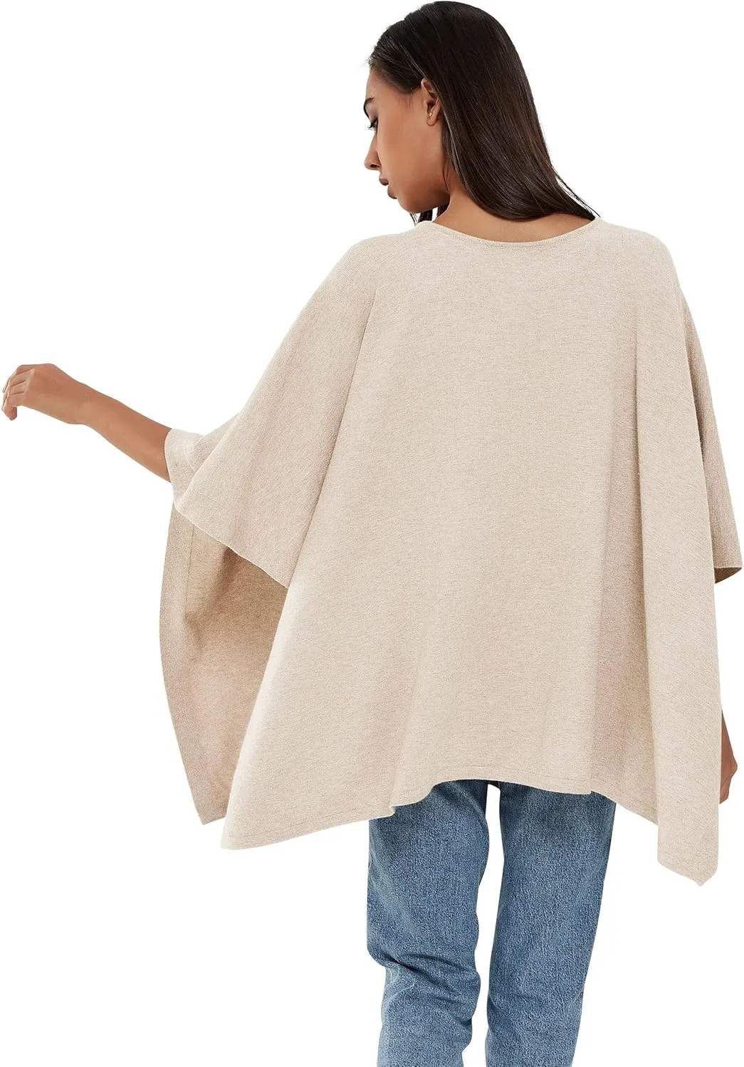 PULI Womens Pullover Poncho Sweater Cashmere Feel Shawl Wraps Loose Fitting Baggy Tops for Fall Winter