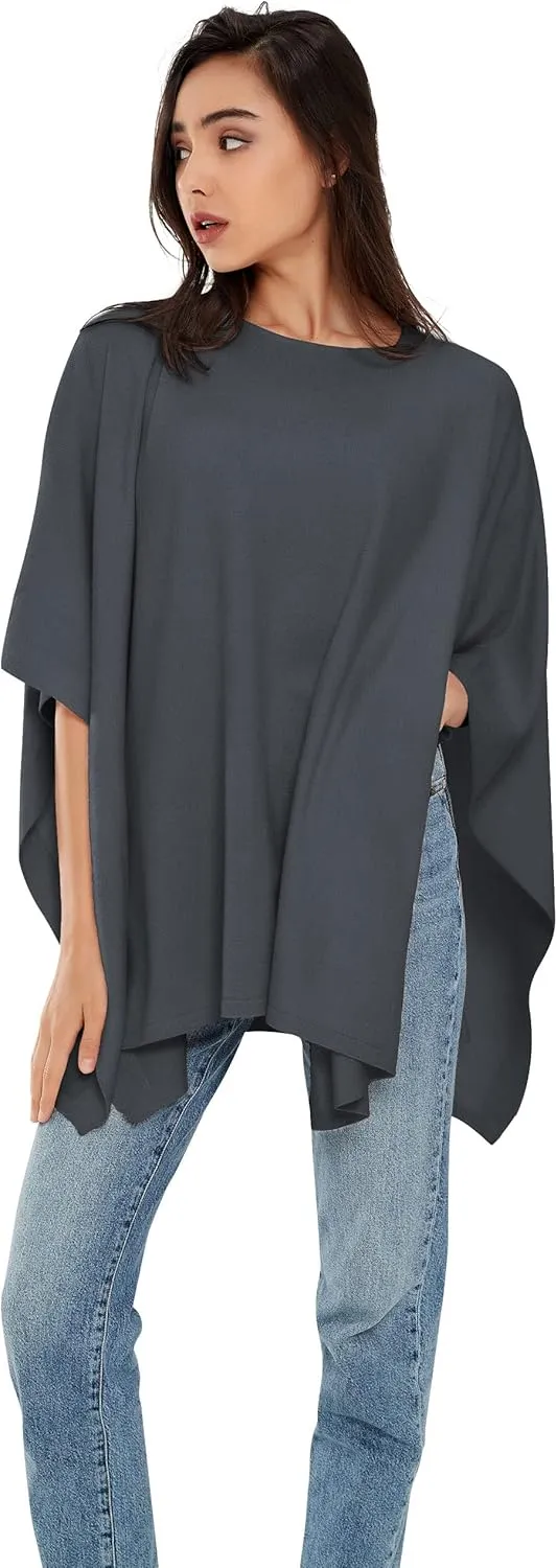 PULI Womens Pullover Poncho Sweater Cashmere Feel Shawl Wraps Loose Fitting Baggy Tops for Fall Winter