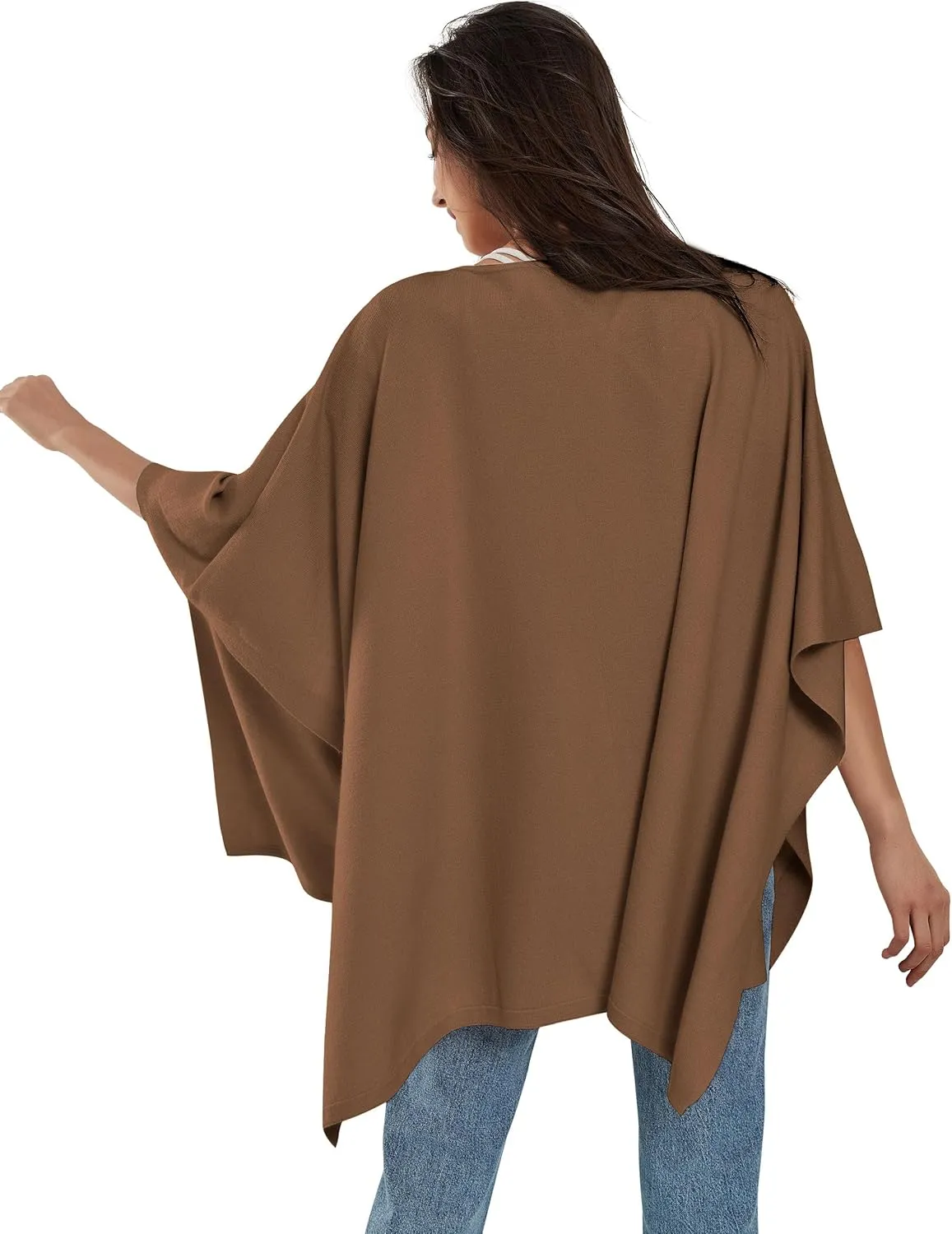 PULI Womens Pullover Poncho Sweater Cashmere Feel Shawl Wraps Loose Fitting Baggy Tops for Fall Winter