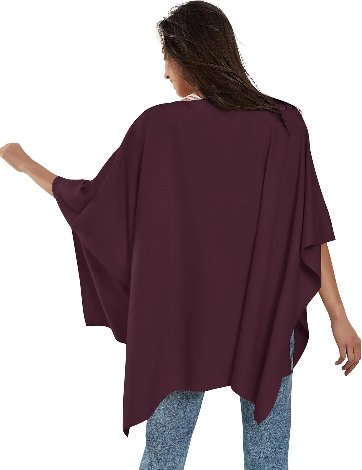 PULI Womens Pullover Poncho Sweater Cashmere Feel Shawl Wraps Loose Fitting Baggy Tops for Fall Winter