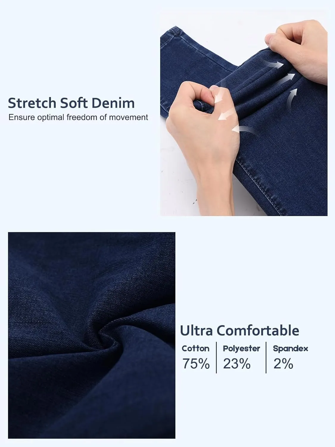 Pull on Skinny Jeans for Women, Stretchy High Waisted Leggings Trendy Tummy Control Demin Jegging with Pockets