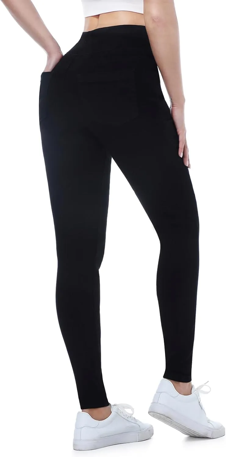 Pull on Skinny Jeans for Women, Stretchy High Waisted Leggings Trendy Tummy Control Demin Jegging with Pockets