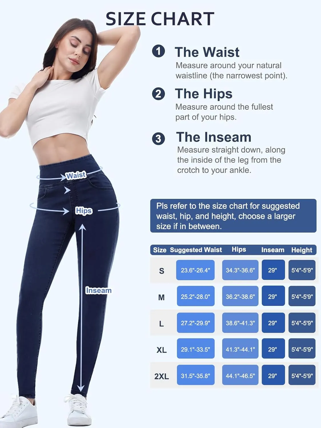 Pull on Skinny Jeans for Women, Stretchy High Waisted Leggings Trendy Tummy Control Demin Jegging with Pockets