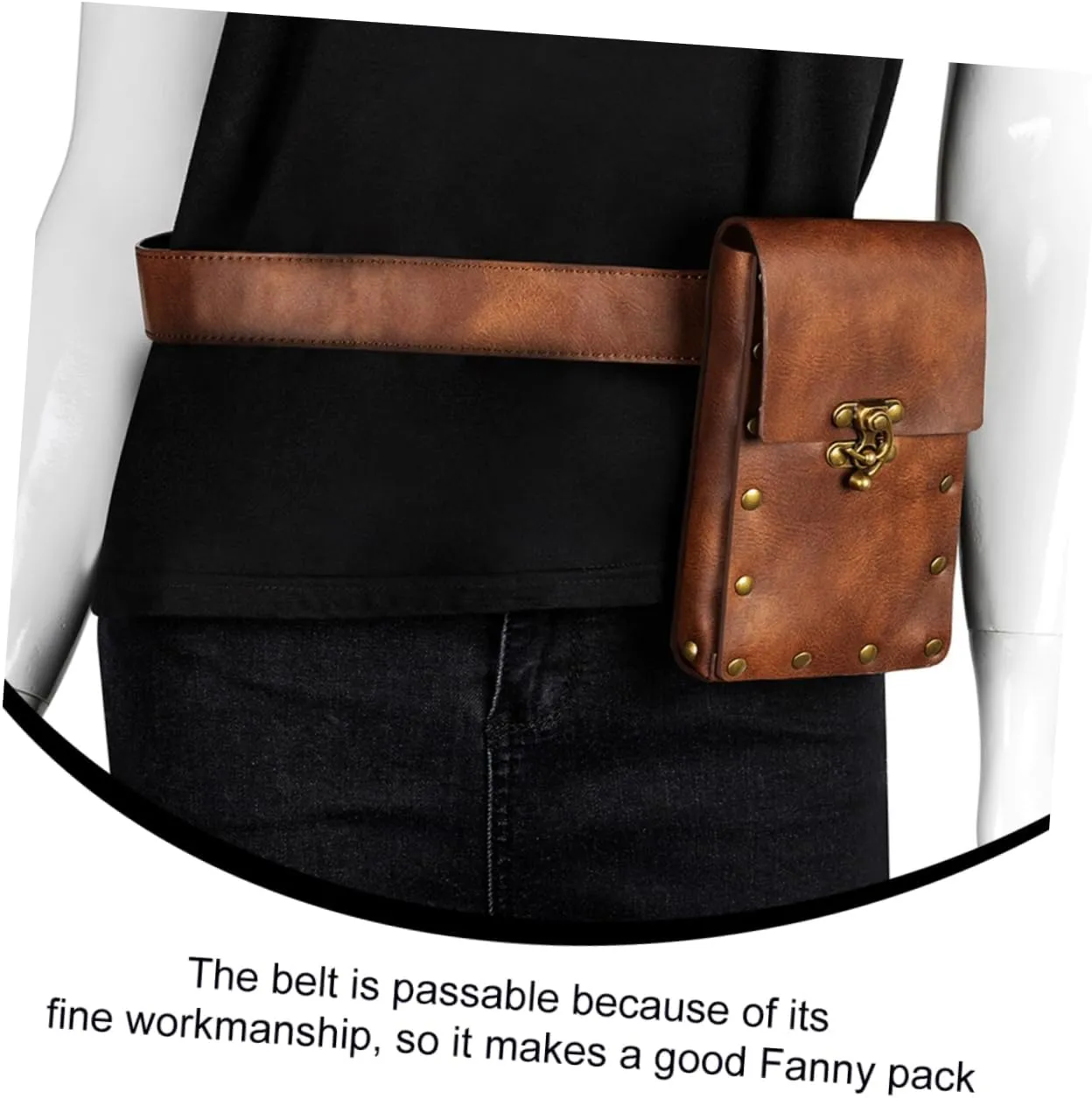 Punk Vintage Belt Bag Women Runners Bag Pouch vintage waist Bag Steampunk Bag travel waist pocket workout belly bag excercise bike women's running pu leather storage bag