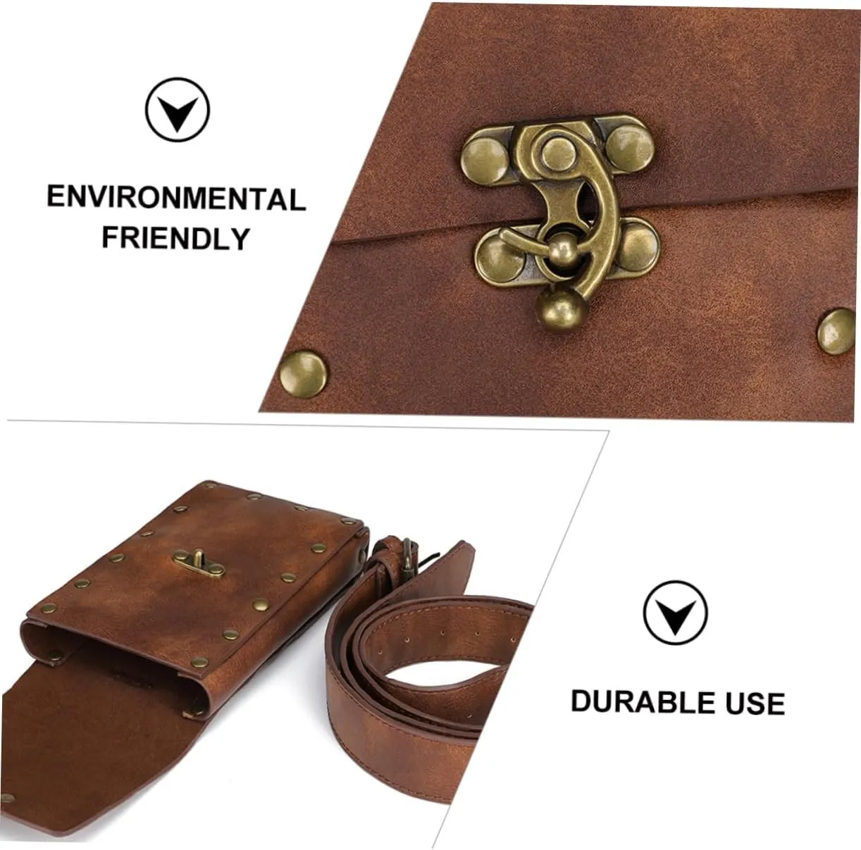 Punk Vintage Belt Bag Women Runners Bag Pouch vintage waist Bag Steampunk Bag travel waist pocket workout belly bag excercise bike women's running pu leather storage bag