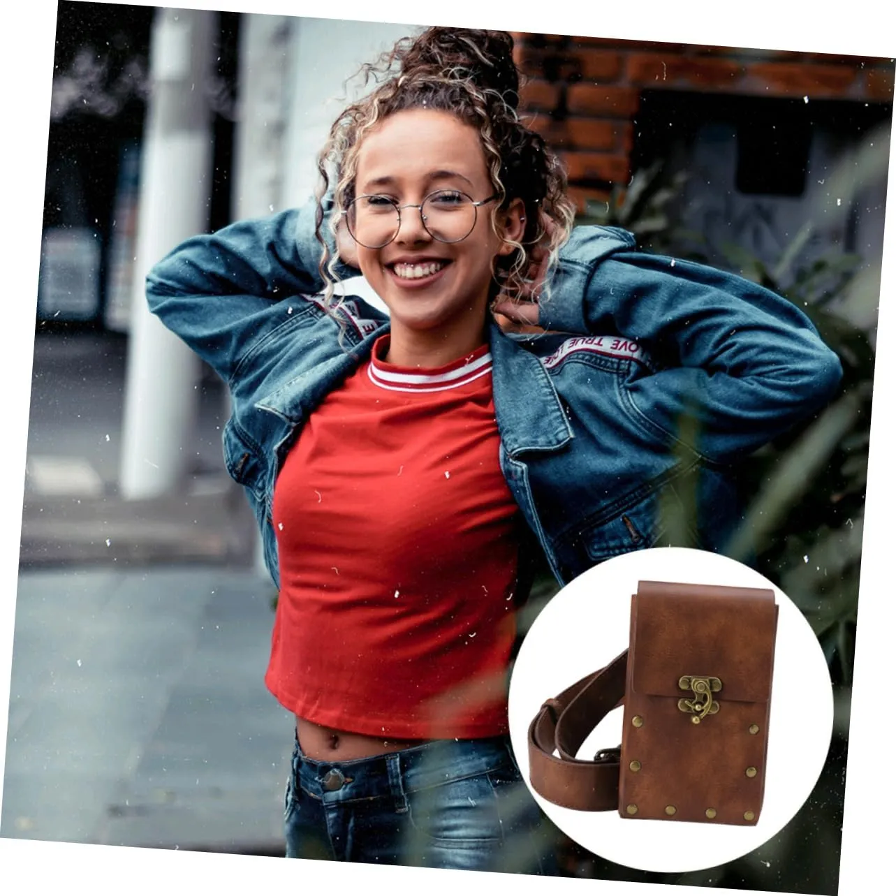 Punk Vintage Belt Bag Women Runners Bag Pouch vintage waist Bag Steampunk Bag travel waist pocket workout belly bag excercise bike women's running pu leather storage bag