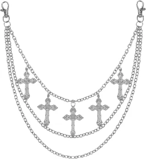 Punk Wallet Chain, Gothic Cross Layered Jeans Accessory, Hip Hop Rock Pants Chain for Men & Women