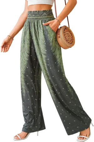 QIANXIZHAN Women's Boho Pants, Wide Leg High Waist Harem Pants Hippie Yoga Clothes with Pockets