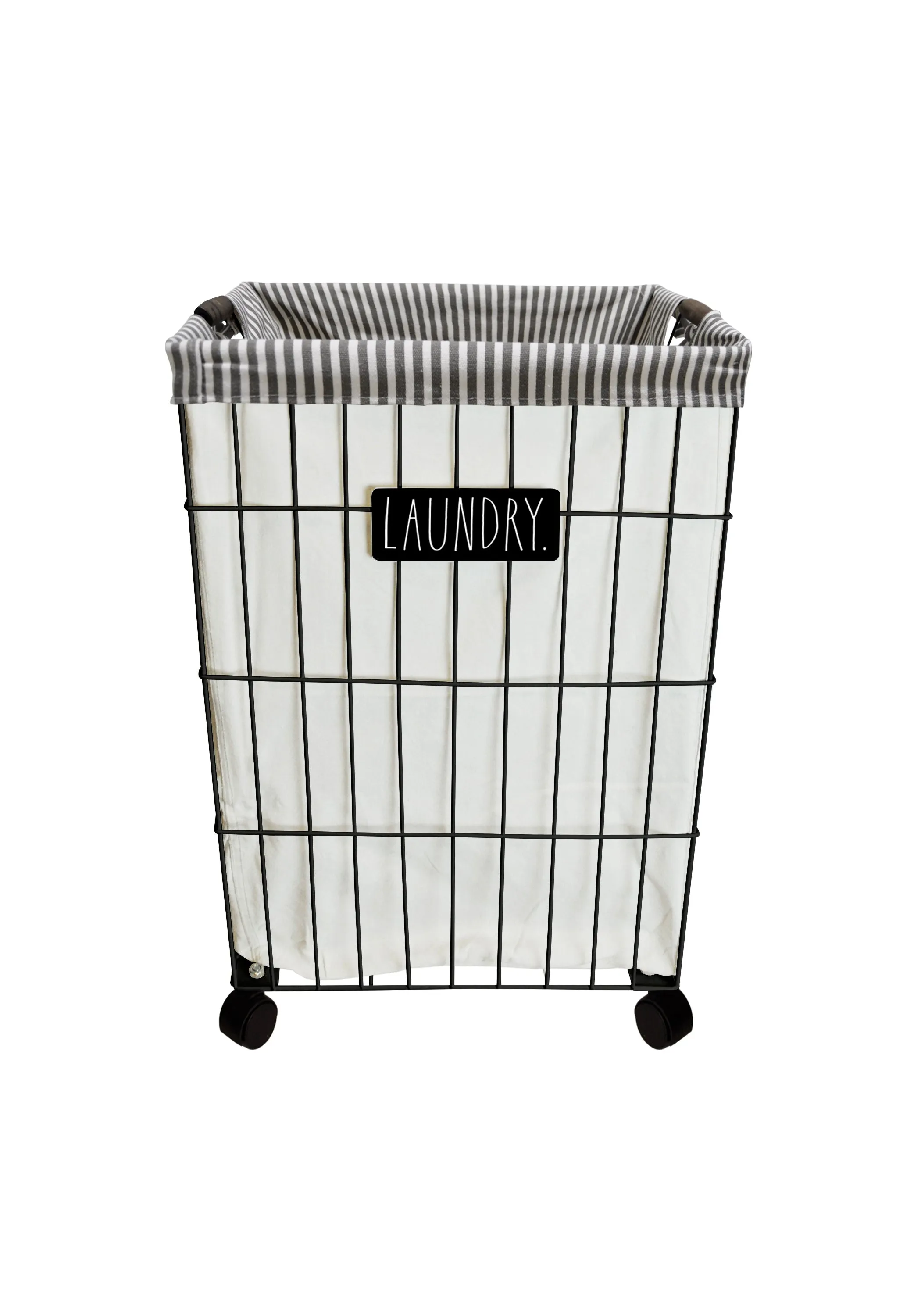 Rae Dunn Set of 2 Laundry Hampers with Liner and Wheels