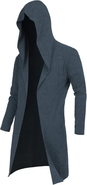 RAGEMALL Mens Long Cardigan Open Front Draped Lightweight Hooded Sweater with Pockets